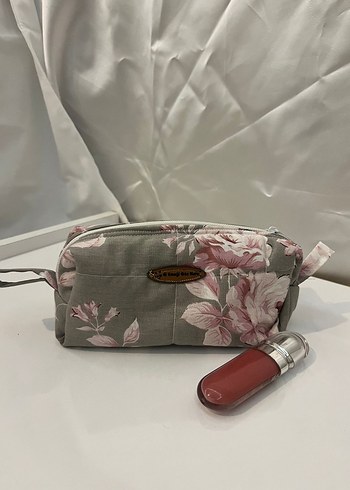 Diğer Vintage Baskılı Bej Makyaj Çantası