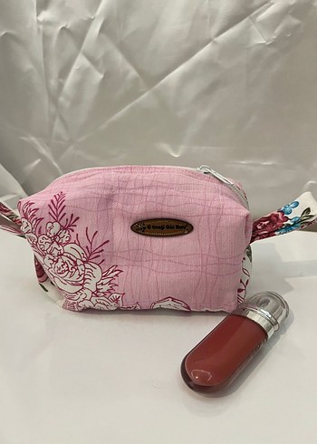 Fermuarlı Pembe Vintage Makyaj Çantası