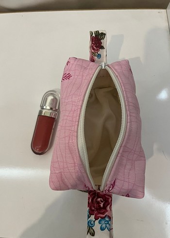 Diğer Fermuarlı Pembe Vintage Makyaj Çantası