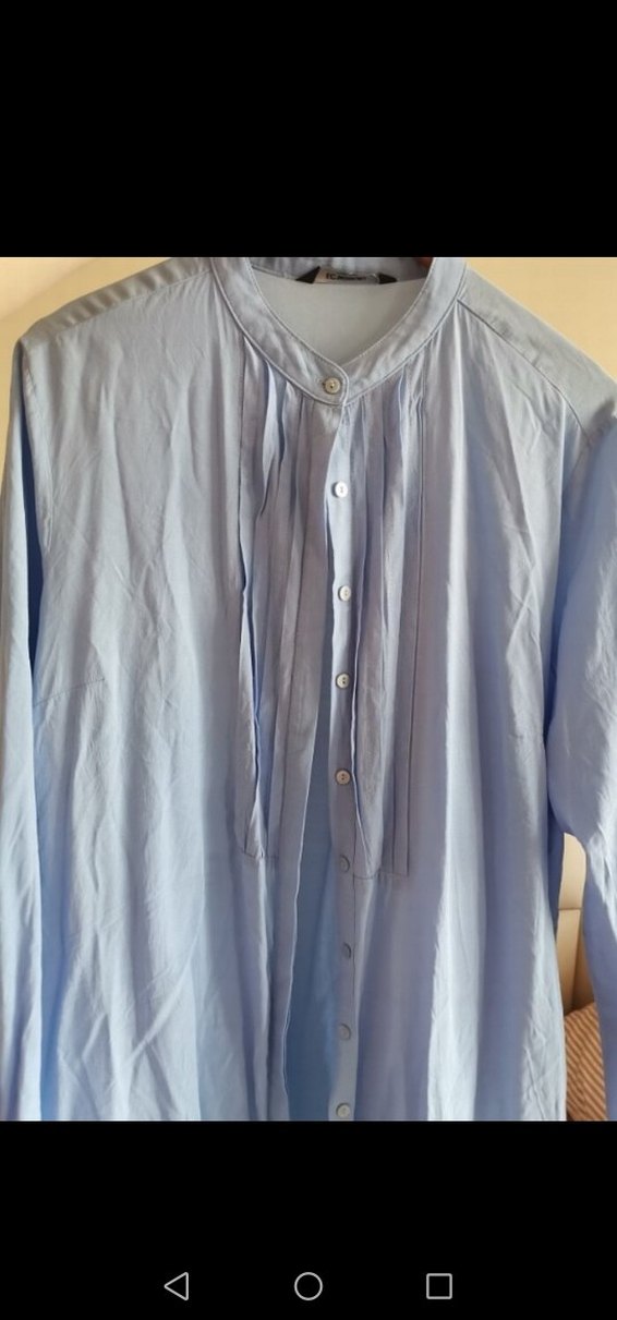 Mavi Keten Uzun Kollu Gömlek - Görsel 2