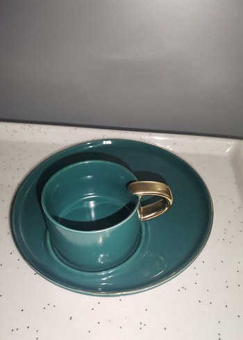 Altın Kulplu Beyaz ve Gri Fincan Takımı - Görsel 2