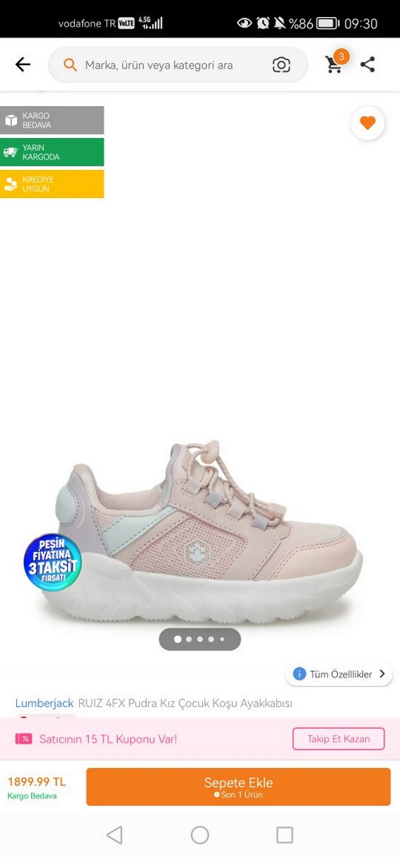 Kız Çocukları İçin Bağcıklı Pembe Spor Ayakkabı - Görsel 5