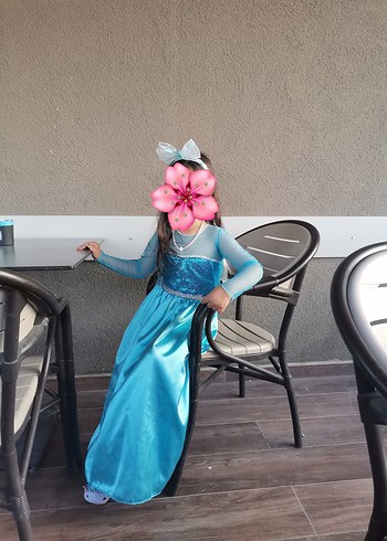 Mavi Straplez Çocuk Elbisesi Fiyonk Detaylı - Görsel 2