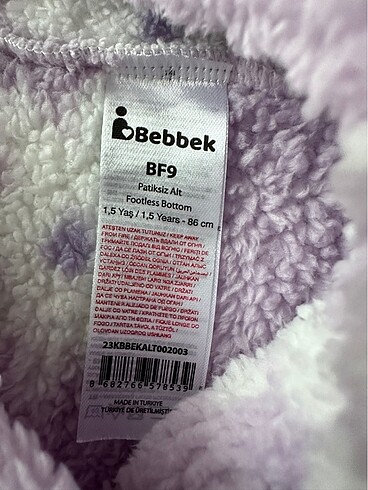 12-18 Ay Beden BEBBEK Kız Bebek Peluş Pantolon (1,5 Yaş)