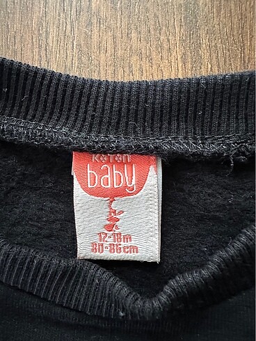 12-18 Ay Beden siyah Renk KOTON Kız Bebek Sweatshirt (12-18 Ay)