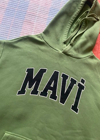 Mavi Baskılı Kapüşonlu Kadın Sweatshirt