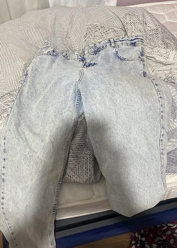 Gri Düğmeli Salaş Midi Boy Denim Kadın Jean