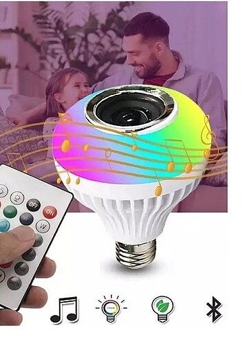 Bluetooth Hoparlör Rgb Ledli Lamba Kumandalı Müzik Çalar Renkli  - Görsel 3