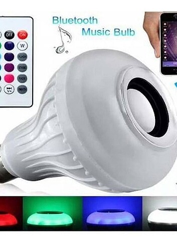 Bluetooth Hoparlör Rgb Ledli Lamba Kumandalı Müzik Çalar Renkli  - Görsel 5