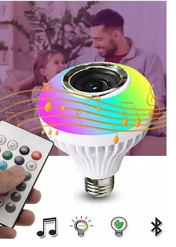 Bluetooth Hoparlör Rgb Ledli Lamba Kumandalı Müzik Çalar Renkli  - Görsel 3
