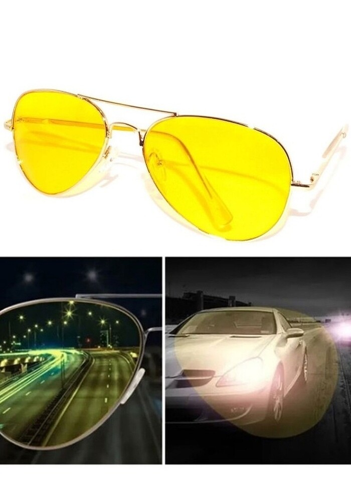 ANTİ FAR GECE GÖRÜŞ VE GÜNEŞ GÖZLÜĞÜ DAMLA MODEL GÖZLÜK SARI ÇER - Görsel 4