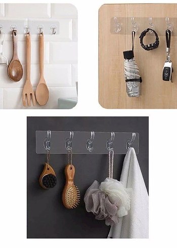 5 Li Yapışkanlı Şeffaf Duvar Askısı - Görsel 5