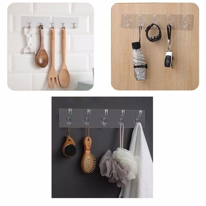 5 Li Yapışkanlı Şeffaf Duvar Askısı - Görsel 5