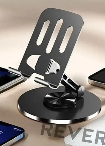 Katlanabilir ve Ayarlanabilir Metal Telefon Tutucu Stand 360° Dö - Görsel 6