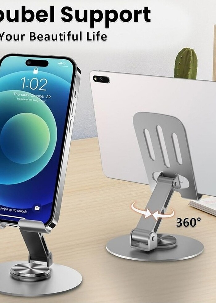 Katlanabilir ve Ayarlanabilir Metal Telefon Tutucu Stand 360° Dö - Görsel 2