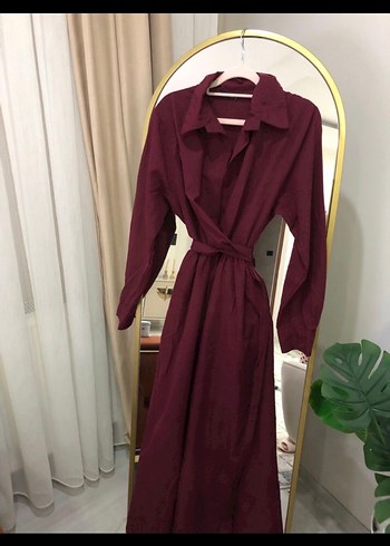 Bordo Uzun Kollu Kadın Elbise - Görsel 2