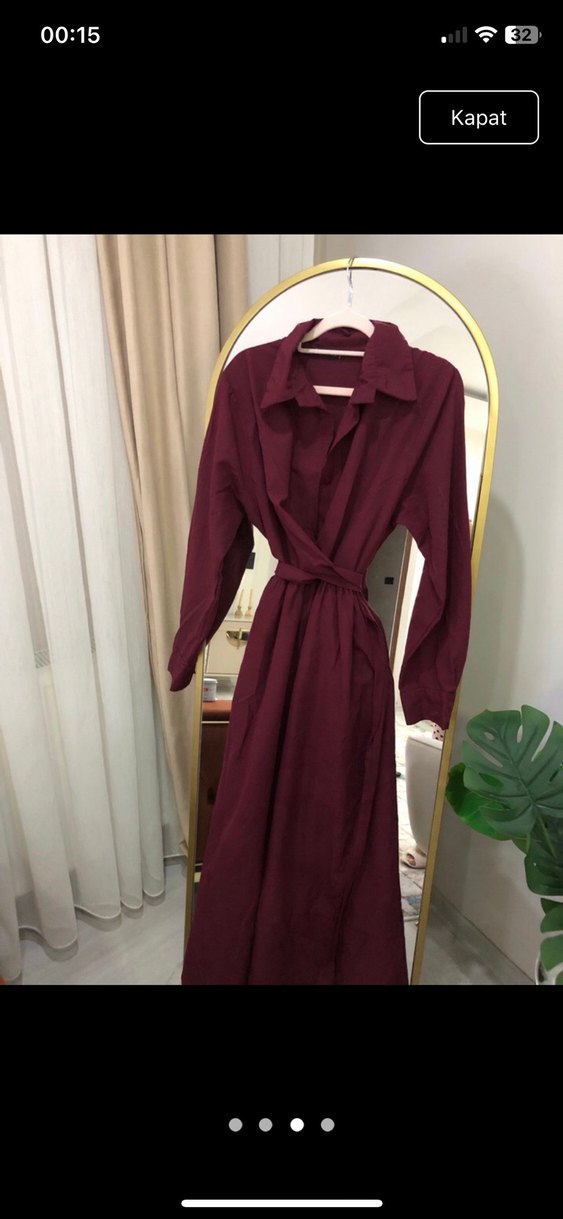 Bordo Uzun Kollu Kadın Elbise - Görsel 2