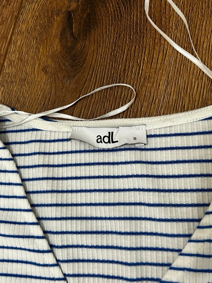 Adl kruvaze yaka uzun kollu çizgili bluz - Görsel 5