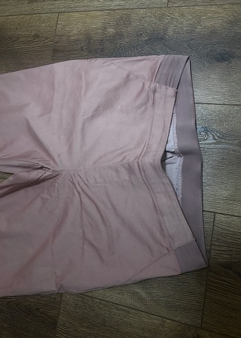Pudra pembe beli kastikli kumaş pantalon - Görsel 3