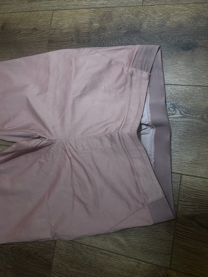 Pudra pembe beli kastikli kumaş pantalon - Görsel 3