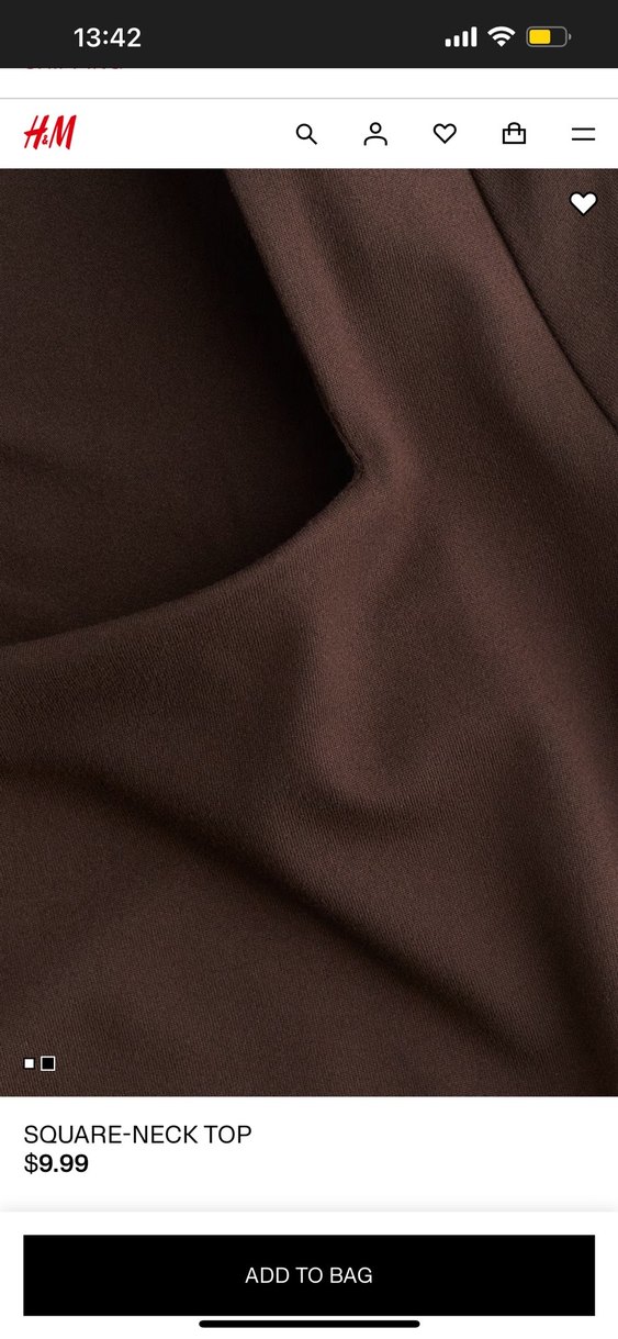 H&M Kahverengi kare yaka Kısa Kollu Bluz - Görsel 2