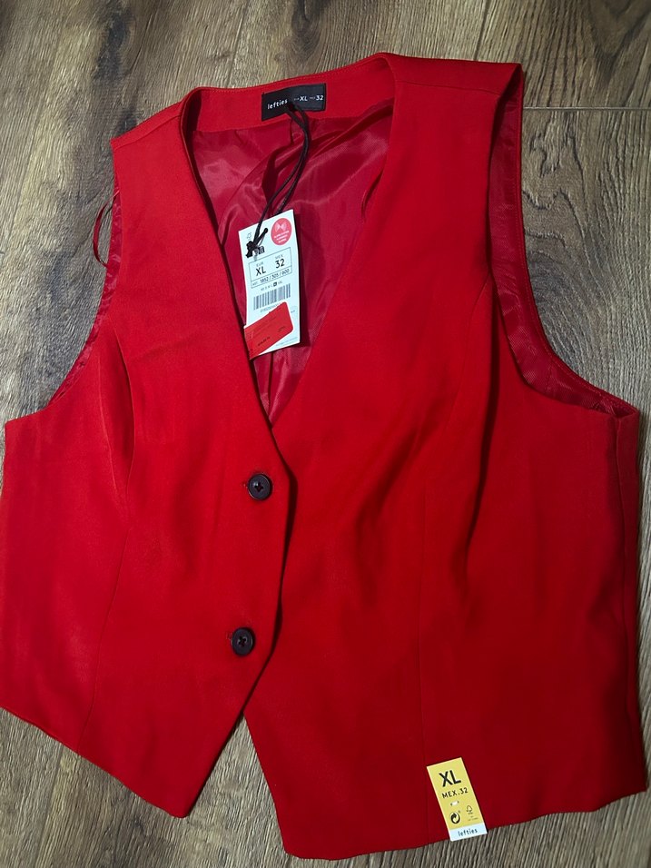 Leifteis kırmızı yelek ceket - Görsel 2