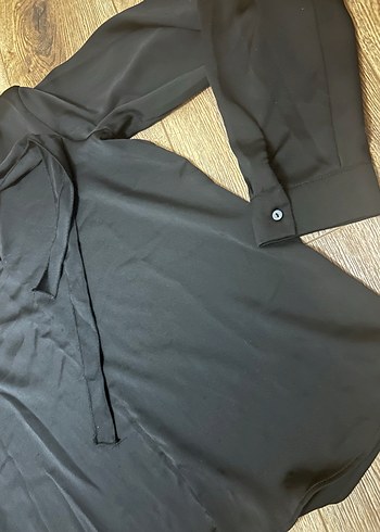 Koton boyundan bağlamalı Siyah Uzun Kollu Bluz - Görsel 2