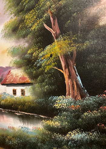 Altın Varaklı çerçeveli vintage  manzara tablosu - Görsel 4