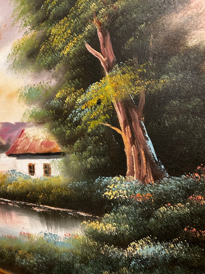 Altın Varaklı çerçeveli vintage  manzara tablosu - Görsel 4