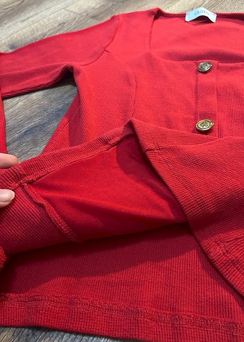 Gusto şık triko kırmızı bluz - Görsel 5