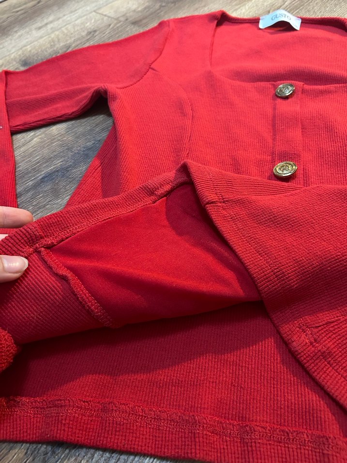 Gusto şık triko kırmızı bluz - Görsel 5