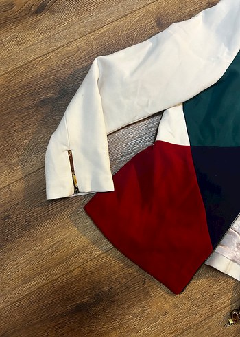 Kadın Çok Renkli Fermuarlı şık Ceket - Görsel 3