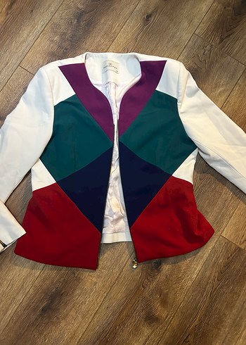 Kadın Çok Renkli Fermuarlı şık Ceket - Görsel 2