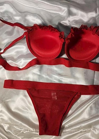 Victoria s Secret Kırmızı Mini Seksi Sütyen Takımı