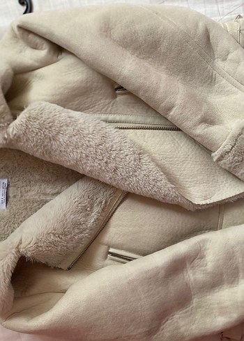 Bej Süet Kürklü Kadın Ceket - Görsel 4