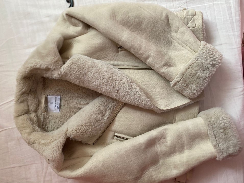 Bej Süet Kürklü Kadın Ceket - Görsel 4