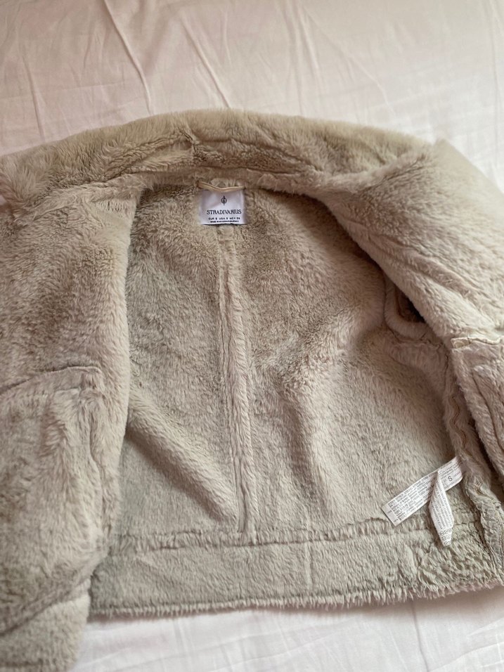 Bej Süet Kürklü Kadın Ceket - Görsel 2