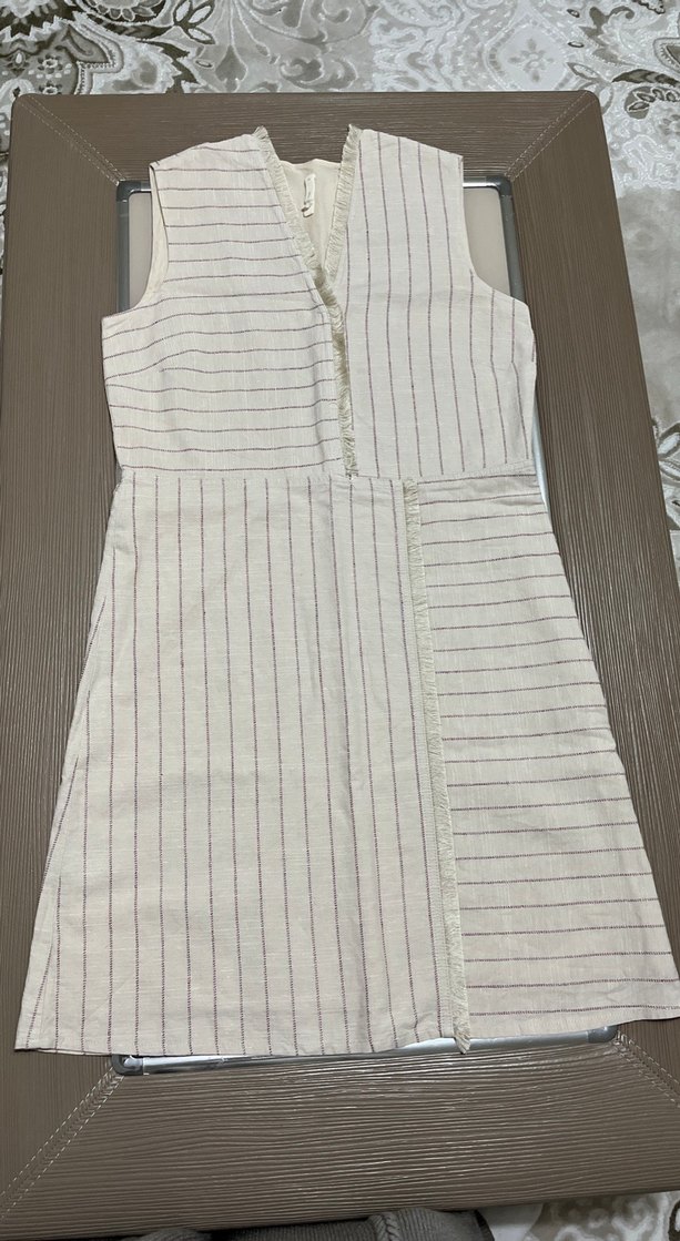 Keten Kumaşlı Beyaz Midi Elbise - Görsel 2