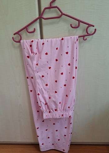 Pembe Kalp Desenli Uzun Kollu Kadın Pijama Üstü - Görsel 2