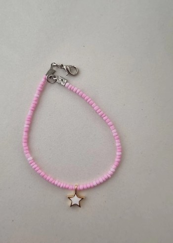 Pembe Boncuklu Yıldız Charm Bileklik