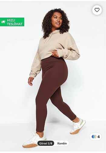 Kahve-Bordo Fitilli Tayt Xs/S