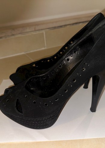 Siyah Platform Topuklu Gece Ayakkabısı - Görsel 2