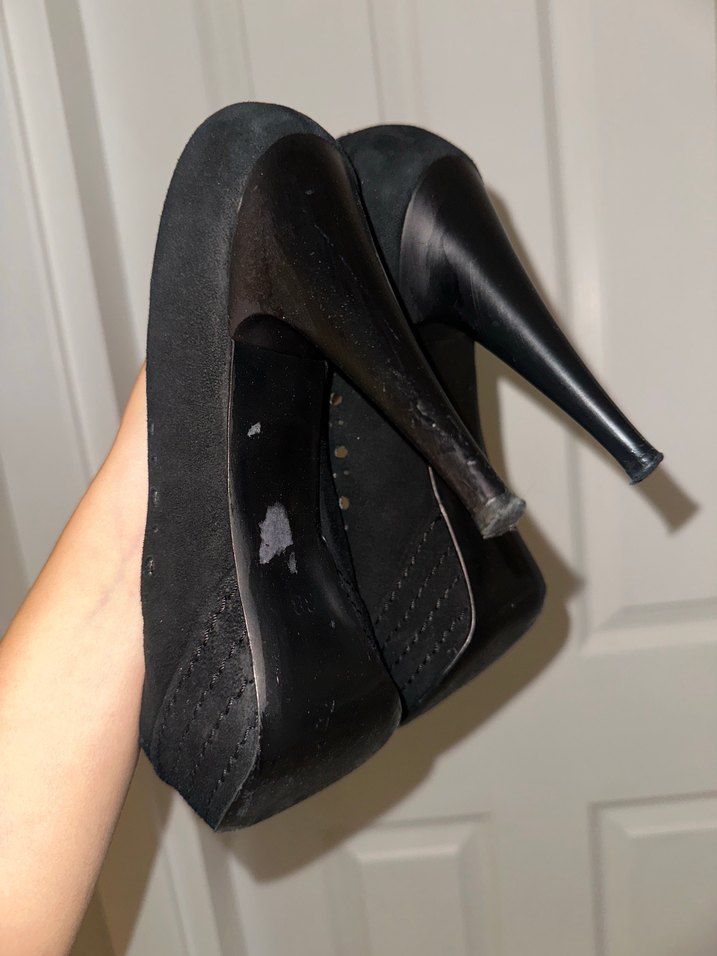 Siyah Platform Topuklu Gece Ayakkabısı - Görsel 5