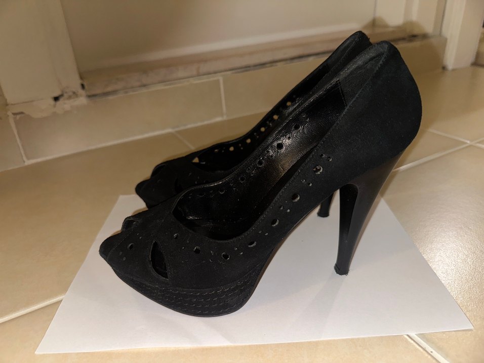 Siyah Platform Topuklu Gece Ayakkabısı - Görsel 2