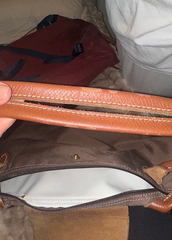 Orijinal Longchamp L Kahverengi Omuz Çantası - Görsel 4