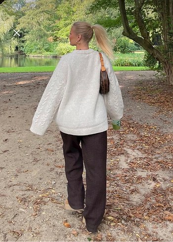 Geniş Kesim Örgü Kadın Kazak - Görsel 5