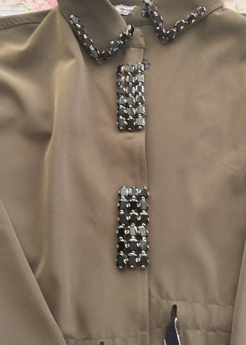 Siyah Düğmeli Kadın Uzun Ceket - Görsel 4