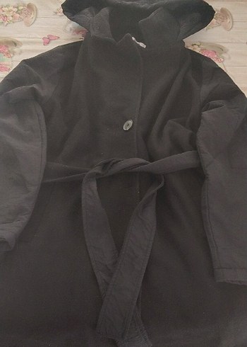 Düğmeli Gri Ekose Midi Kadın Kaban - Görsel 4