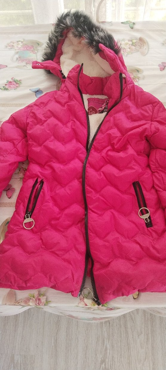 Kız Çocuk Renkli Kürklü Mont - Görsel 3