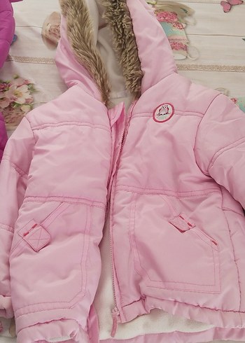 Kız Çocuk Kapüşonlu Pembe Mont - Görsel 2